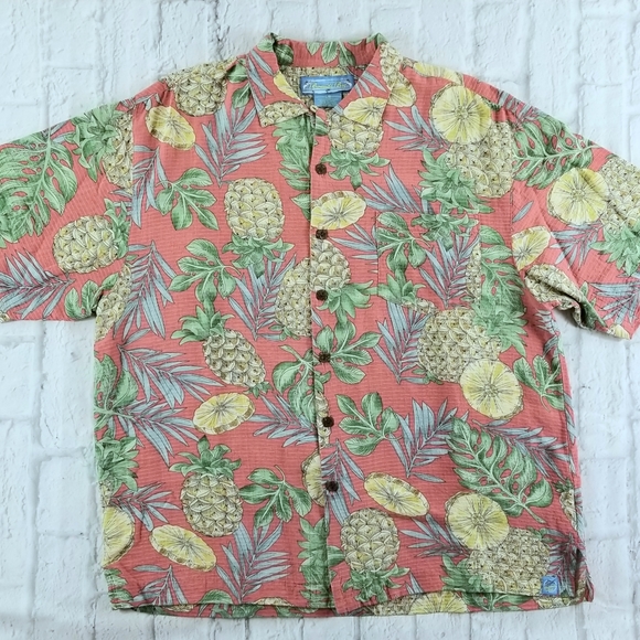 Bermuda Bay Other - Sz L Bermuda Bay Tropical Pineapple Print Silk Hawaiian Shirt